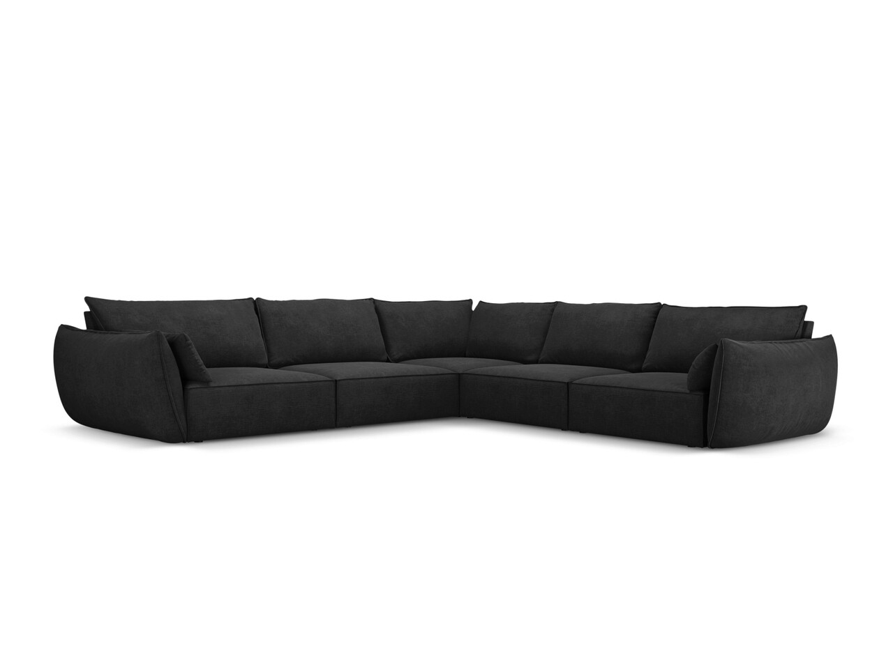 Coltar simetric 7 locuri, Kaelle, Micadoni Home, BL, 286x286x85 cm, poliester chenille, negru - imagine 6